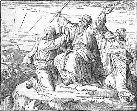 Áron a Hur drželi Mojžíšovy ruce., public domain, commons.wikimedia.org